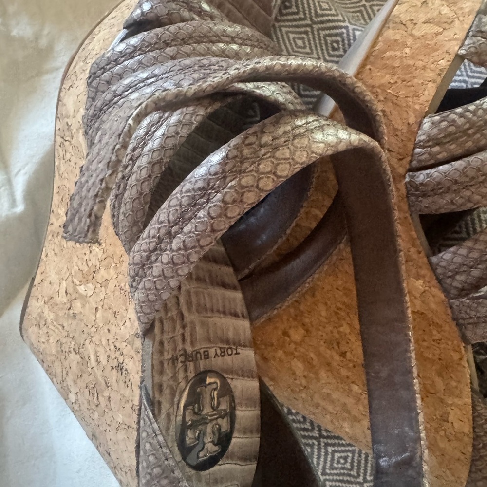 Tory Burch Jeanine Taupe Wedge Sandals